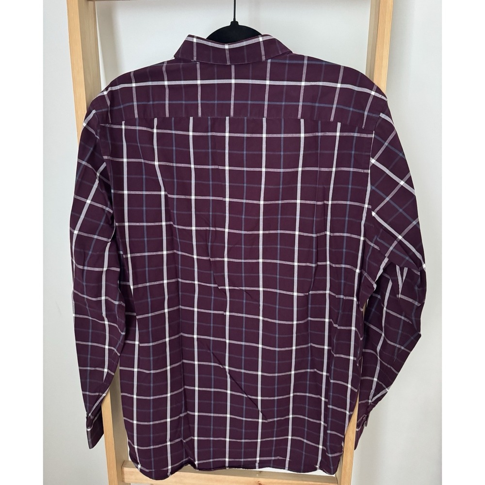 Banana Republic Shirt Mens Large Wine Plaid Soft Wash Slim Fit Button Down (B3 - Picture 2 of 4